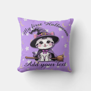 Chat de sorcière Kawaii – Coussin de jet Halloween
