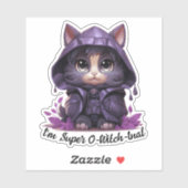 Chat de sorcière - Sticker "I'm Super O-Witch-inal (Feuille)