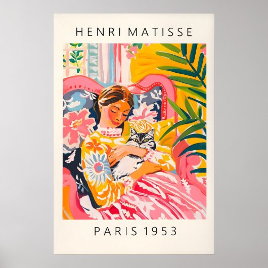 Chat de style Matisse Impression d'art femme tropi (Devant)