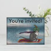 Chat de tapis magique, invitation (Debout devant)