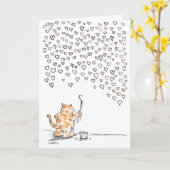 Chat de tous les Coeurs Carte de voeux pliée (Fleur jaune)