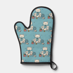 Chat de tricot doux pastel bleu accent de cuisine 