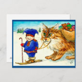 Chat de troll elf de Noël sur carte postale (Devant / Derrière)