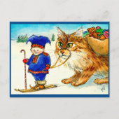 Chat de troll elf de Noël sur carte postale (Devant)