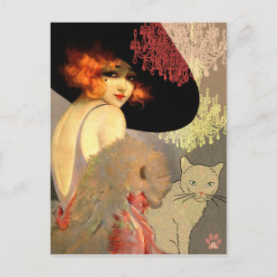Chat de Veronica et carte postale de lustre