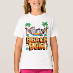 Chat d'été Beach Bum - T-Shirt pour Filles Mignonn