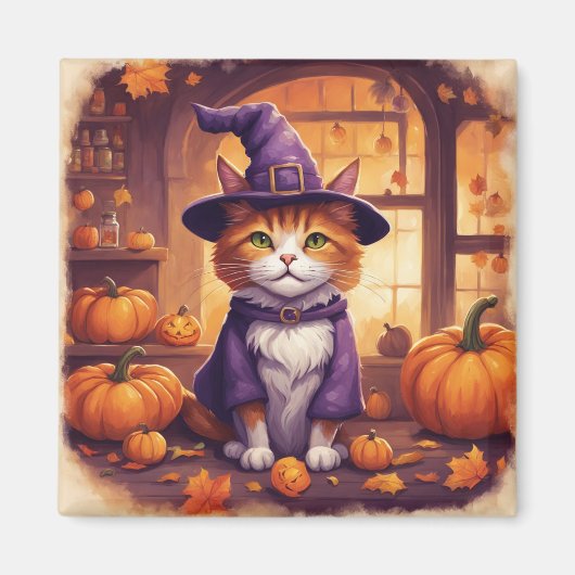 chat d'Halloween #8 magnet (Devant)