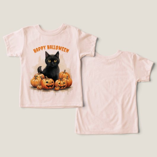 Chat d'Halloween avec Citrouilles (Design Recto & Verso)