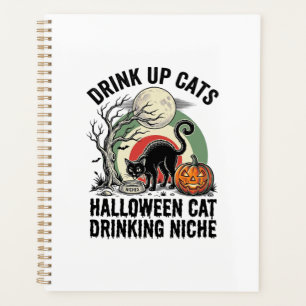 Chat d'Halloween buvant un T-shirt de fête de la L