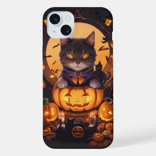 Chat d'Halloween et citrouille (Verso)