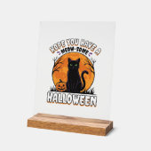 Chat d'Halloween Meow-Some Dessin de Gravure Vinta (Angle)