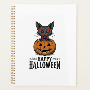 Chat d'Halloween Mignon Citrouille Vintage Épouvan