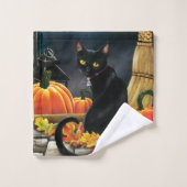 Chat d'Halloween noir (Gant de toilette)