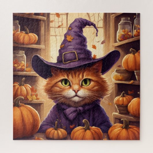 chat d'Halloween puzzle (Vertical)