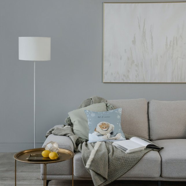 Chat d'hiver Laisser Il Neige Coussin (Cozy Winter Cat Pillow)