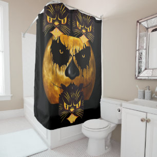 Chat d'horreur de rideau de douche d'Halloween