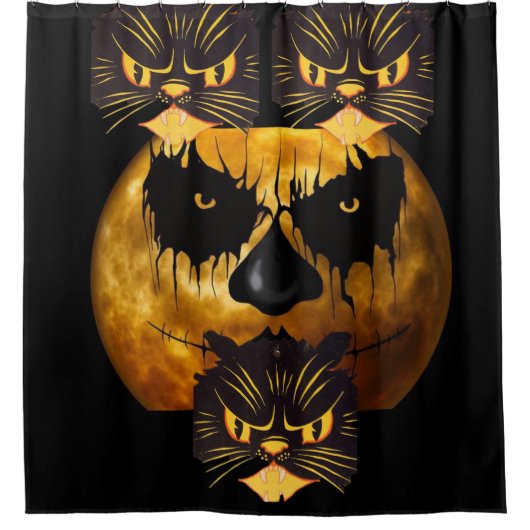 Chat d'horreur de rideau de douche d'Halloween (Devant)