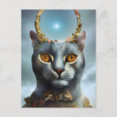 Chat Dieu Avec Fleurs Carte Postale (Devant)