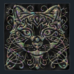 Chat Dimensionnel Abalone sur Bandana Noir<br><div class="desc">L'histoire commence avec un chat qui aimait s'asseoir sur ma tête quand je sortais cueillir des haricots. Elle s'appelait Holly, la grande chasse. Un autre chat qui aimait s'asseoir sur ma tête était Taffy. Comme d'habitude, je voulais un autre chat sur ma tête, alors j'ai fait ce bandana. Ces bandanas...</div>