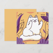 Chat donnant la carte de vacances doigt (Devant / Derrière)