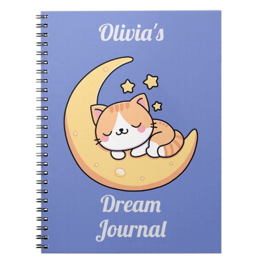 Chat Dormir Sur Une Lune Dream Journal Personnalis (Devant)