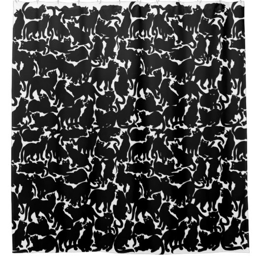 Chat Douche Rideaux Chat Noir Art Décor Bain (Devant)