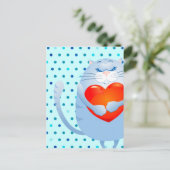 Chat doux en amour, carte postale (Debout devant)