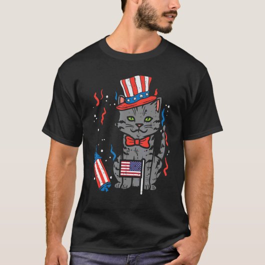 Chat Drapeau États-Unis Haut de Forme Mignon 4 Jui (Devant)