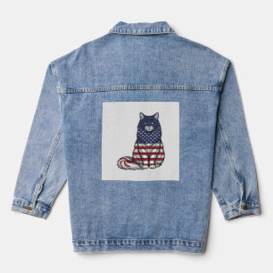 Chat drapeau patriotique dessin de t-shirt de grav