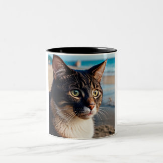 Chat Dreaming of the Beach : Cat Cat Mug à deux to