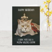 Chat Drôle Avec Carte De Voeux D'Anniversaire De L (Fleur jaune)