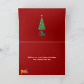 Chat Drôle Avec Tinsel Sobriety Carte de Noël (Intérieur)