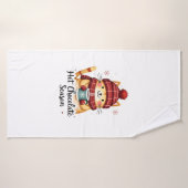 Chat Drôle Chocolat Chaud Saison Joyeux Noël Maman (Serviette de bain)