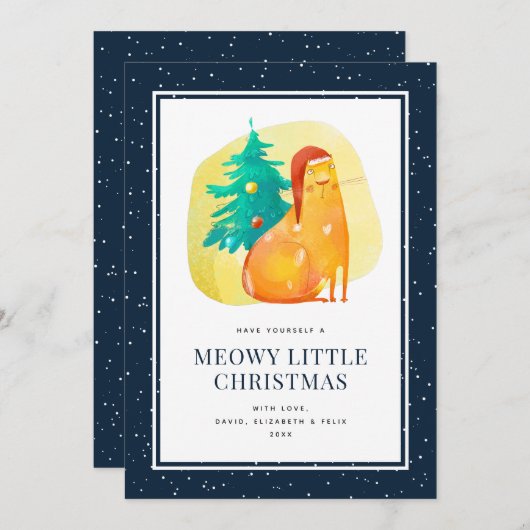 Chat drôle dans une carte de Noël Casquette (Devant / Derrière)