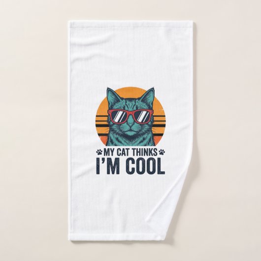 Chat Drôle Pense Que Je Suis Cool Vintage (Serviette à main)