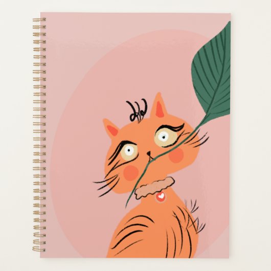 Chat drôle plante feuille dessin animé (Devant)