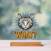 Chat Drôle 'QUOI_' Gravure Vintage Graphique Tee_1 (Neutre)