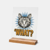 Chat Drôle 'QUOI_' Gravure Vintage Graphique Tee_1 (Angle)