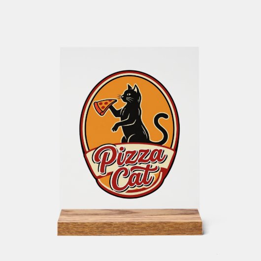 Chat drôle rétro Pizza vintage création pour amate (Recto)