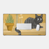 Chat drôle sur le bureau avec Plantes (Clavier et souris)