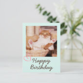 Chat drôle vintage et carte postale d'anniversaire (Debout devant)