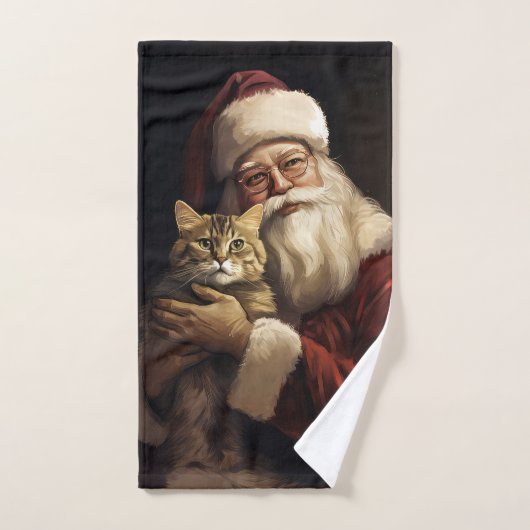 Chat du Bengale avec Noël du Père Noël (Serviette à main)