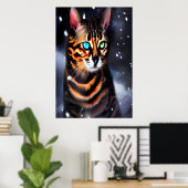 Chat du Bengale dans la neige | AI Art Poster (Bureau à domicile)