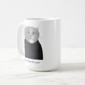 CHAT DU MÉNAGE Tall White Mug + Texte (Devant gauche)