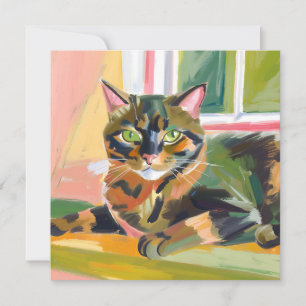Chat écaille de tortue Carte de peinture de chat
