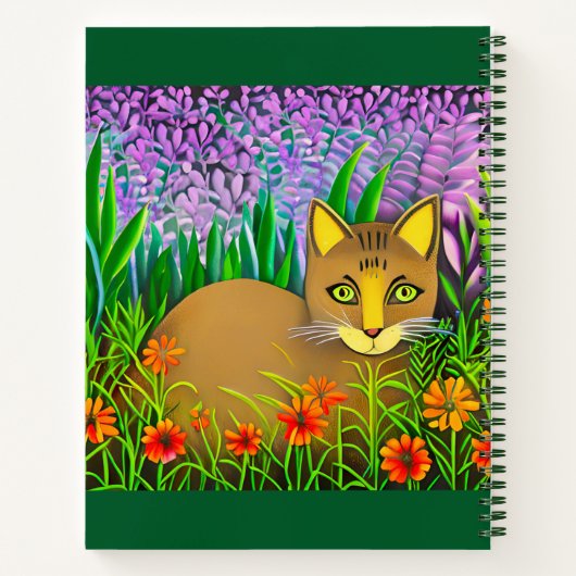 Chat écossais dans un journal de jardin fleuri (Dos)