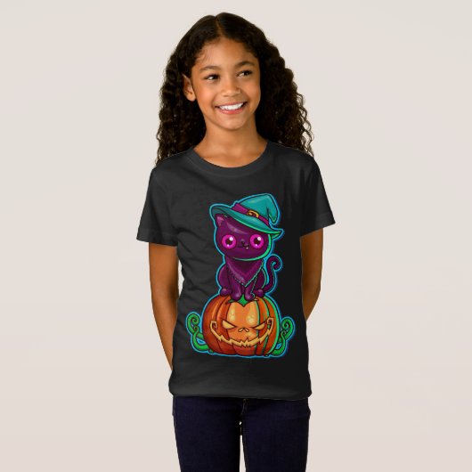 Chat éffrayant à l'Halloween Citrouille | T-shirt (Devant entier)
