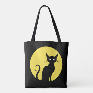 Chat éffrayant avec le sac fourre-tout à araignée