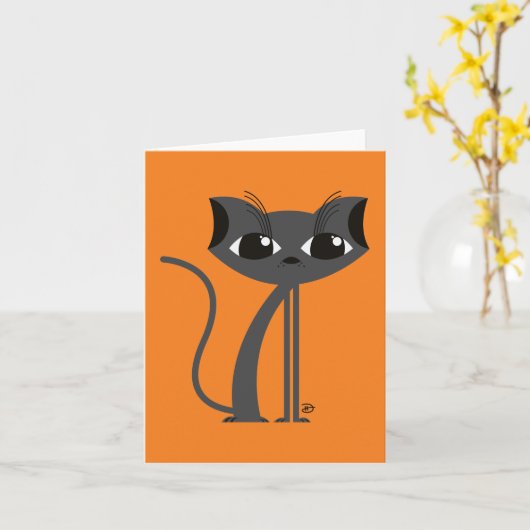 Chat éffrayant - Carte de voeux (Fleur jaune)