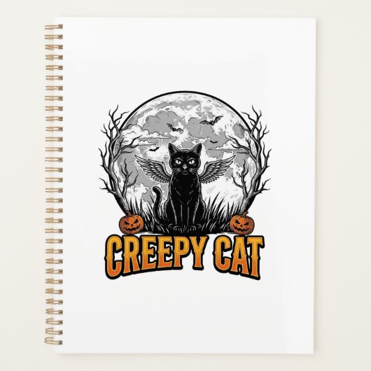Chat effrayant Halloween Dessin de gravure vintage (Devant)